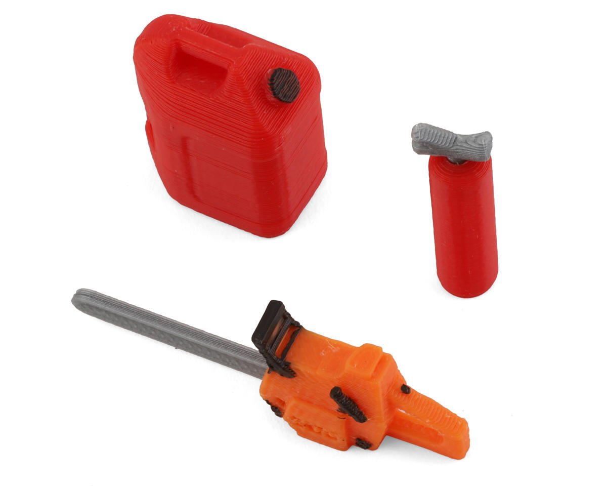 Scale By Chris 1/18 Miniature Scale Accessory Bundle w/Chainsaw, 5-Gallon Jug & Fire Extinguisher