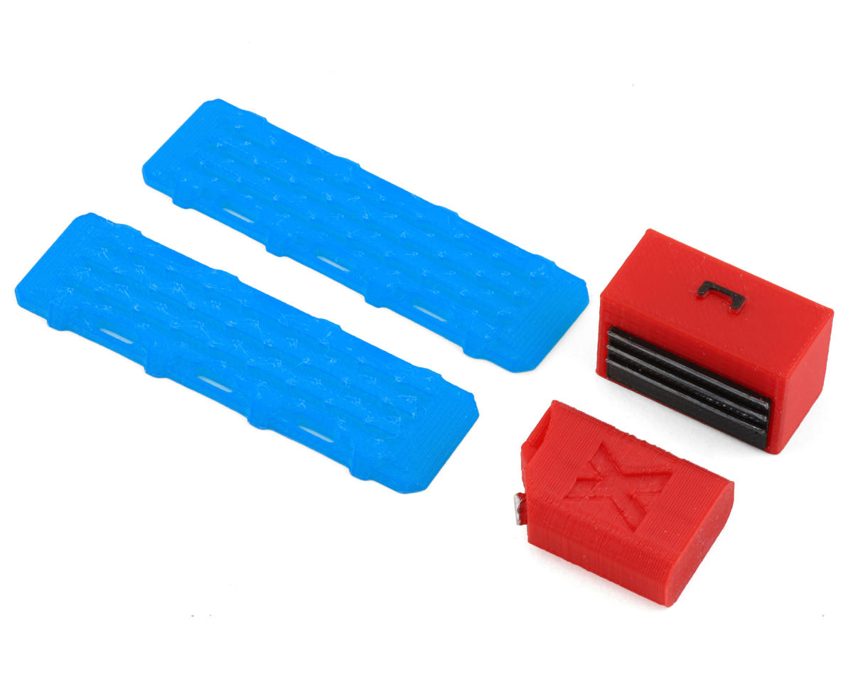 Scale By Chris 1/18 Miniature Scale Accessory Bundle w/Red Tool Box, Jerry Can & Blue Ramps