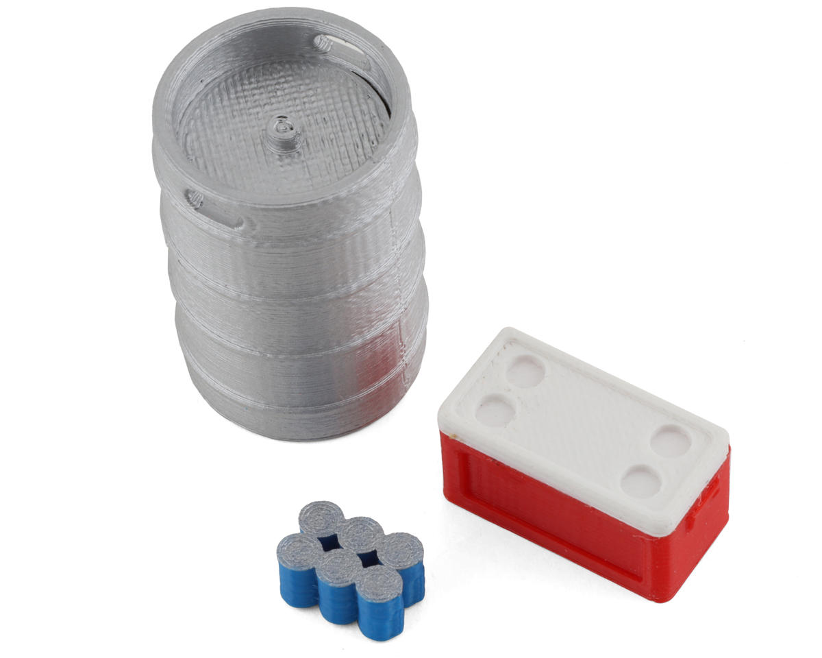 Scale By Chris 1/18 Miniature Scale Accessory Bundle w/Keg, Small Red Chest & Blue Six Pack