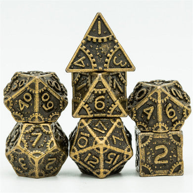 SteamPunk Bronze RPG Metal Dice Set