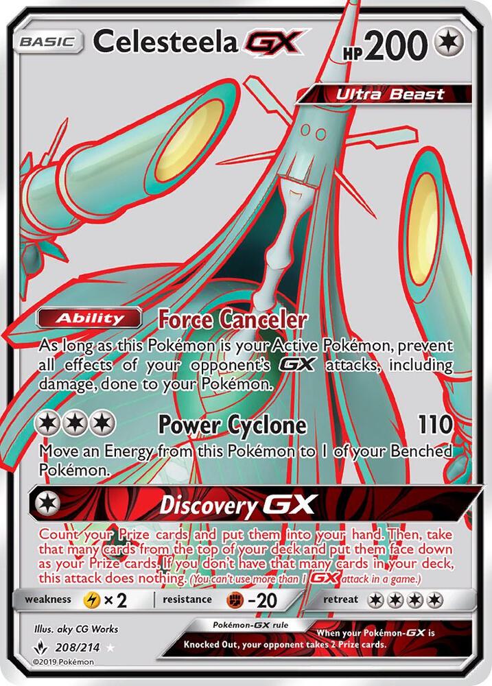 Celesteela GX (Full Art) - 208/214 (SM10) Near Mint Holofoil