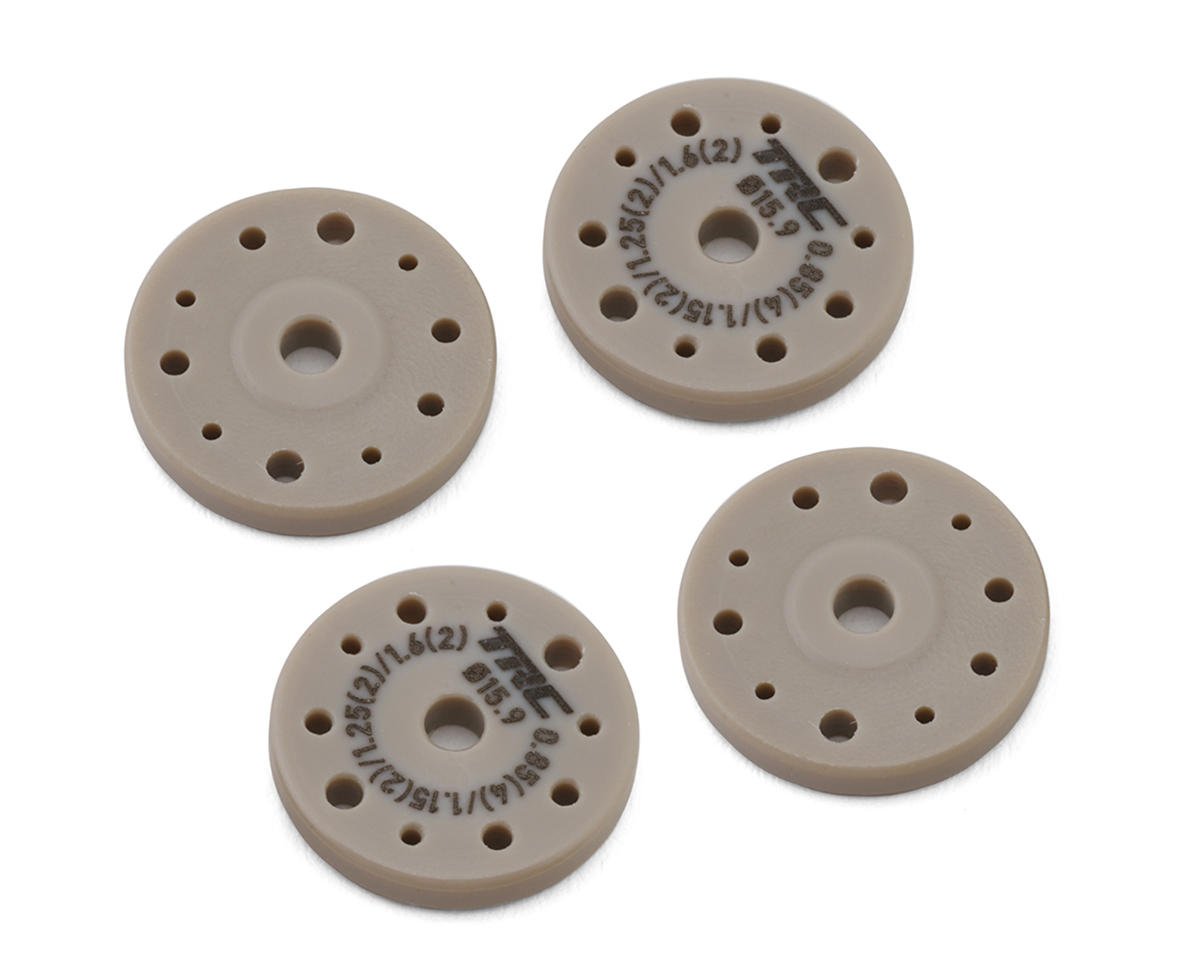 Throttlefinger Racing Concepts Flat Shock piston (4) (0.85mm x 4 + 1.15mm x 2 + 1.25mm x 2 + 1.4mm x 2) (AE/Mugen/Tekno/Xray/Kyosho)