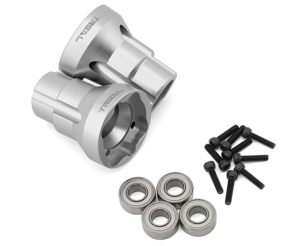 Treal Hobby Losi LMT Aluminum Rear Axle Mounts (Silver) (2) (3 Degree) w/Ball Bearings