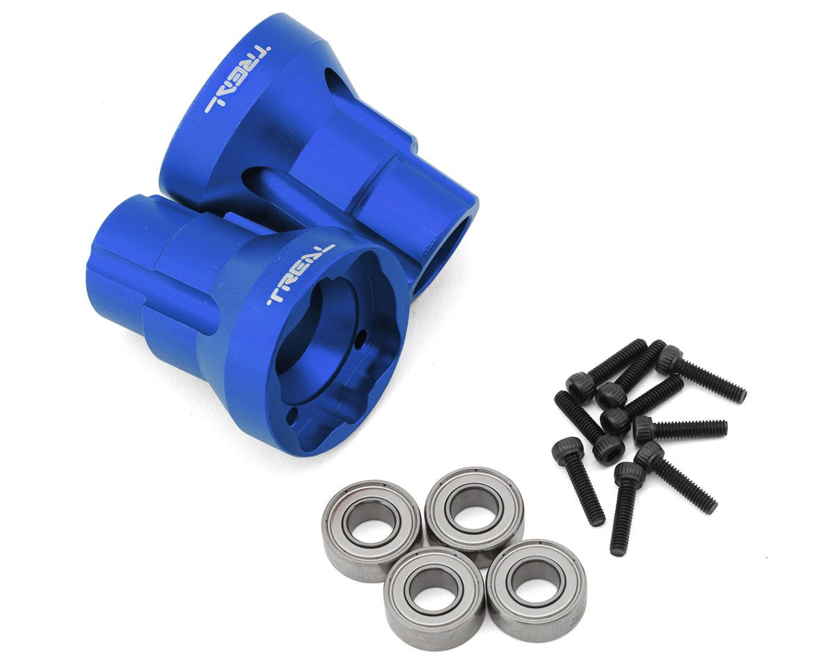 Treal Hobby Losi LMT Aluminum Rear Axle Mounts (Blue) (2) (3 Degree) w/Ball Bearings