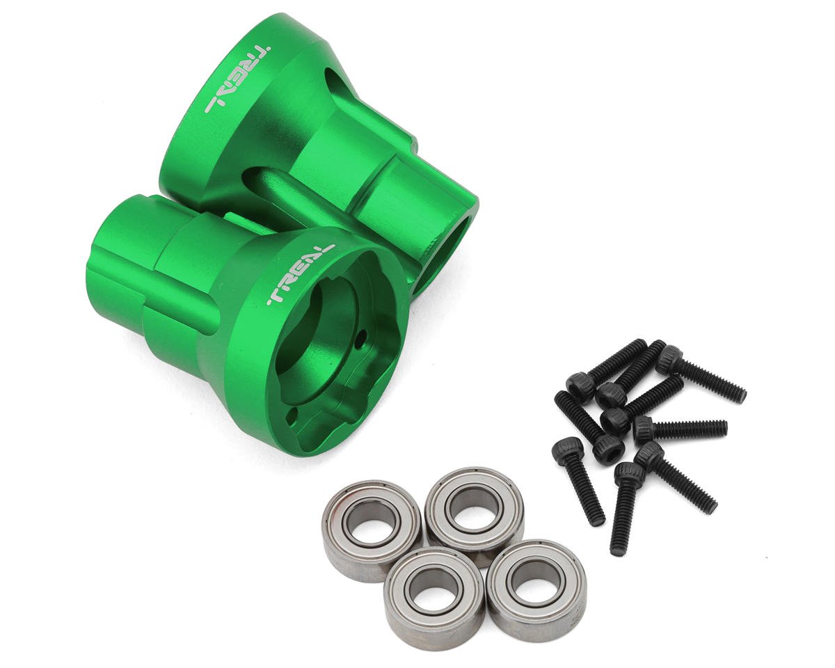 Treal Hobby Losi LMT Aluminum Rear Axle Mounts (Green) (2) (3 Degree) w/Ball Bearings