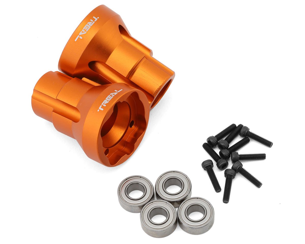 Treal Hobby Losi LMT Aluminum Rear Axle Mounts (Orange) (2) (3 Degree) w/Ball Bearings