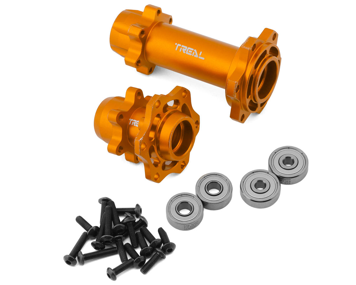 Treal Hobby Promoto CNC Aluminum Front & Rear Hub Set (Orange)