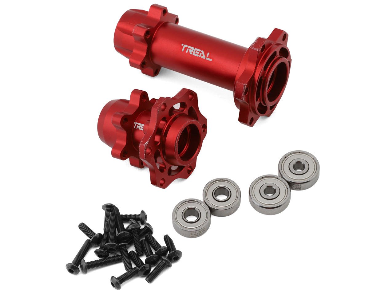 Treal Hobby Promoto CNC Aluminum Front & Rear Hub Set (Red)
