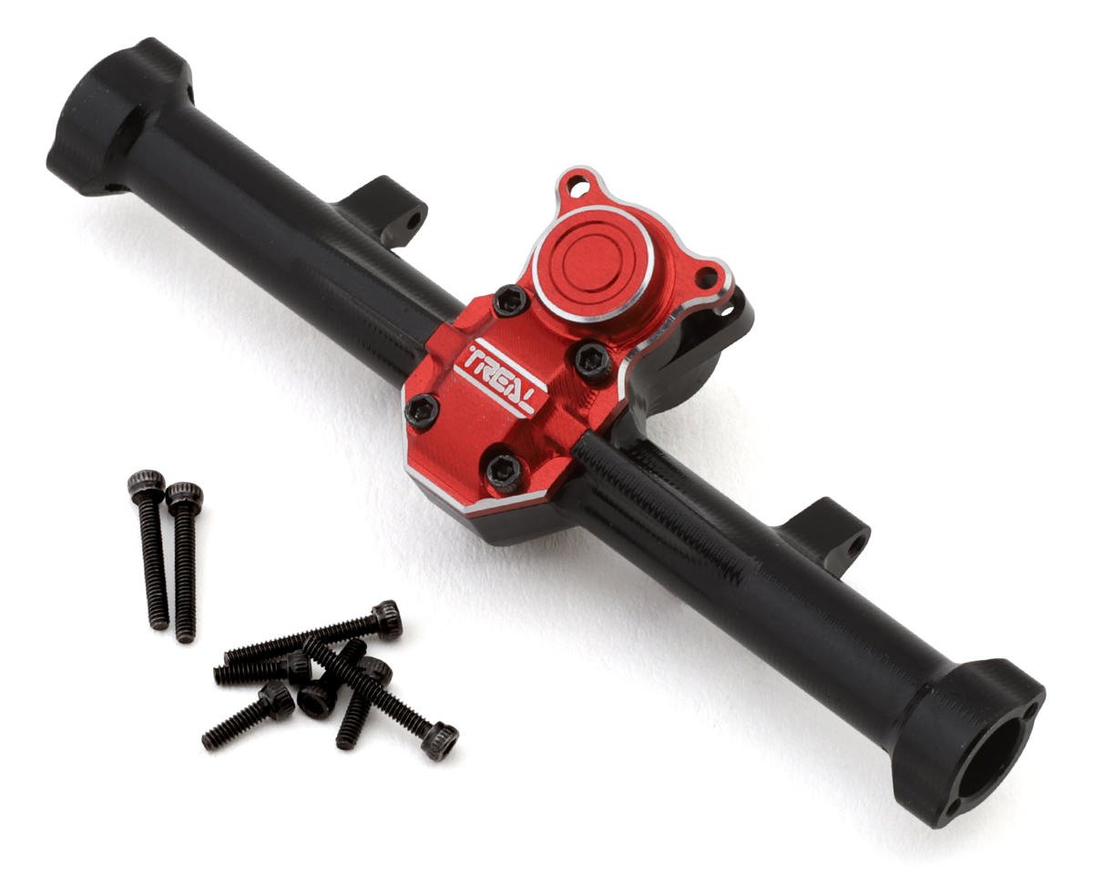 Treal Hobby Axial SCX24 Aluminum Rear Axle (Black/Red)