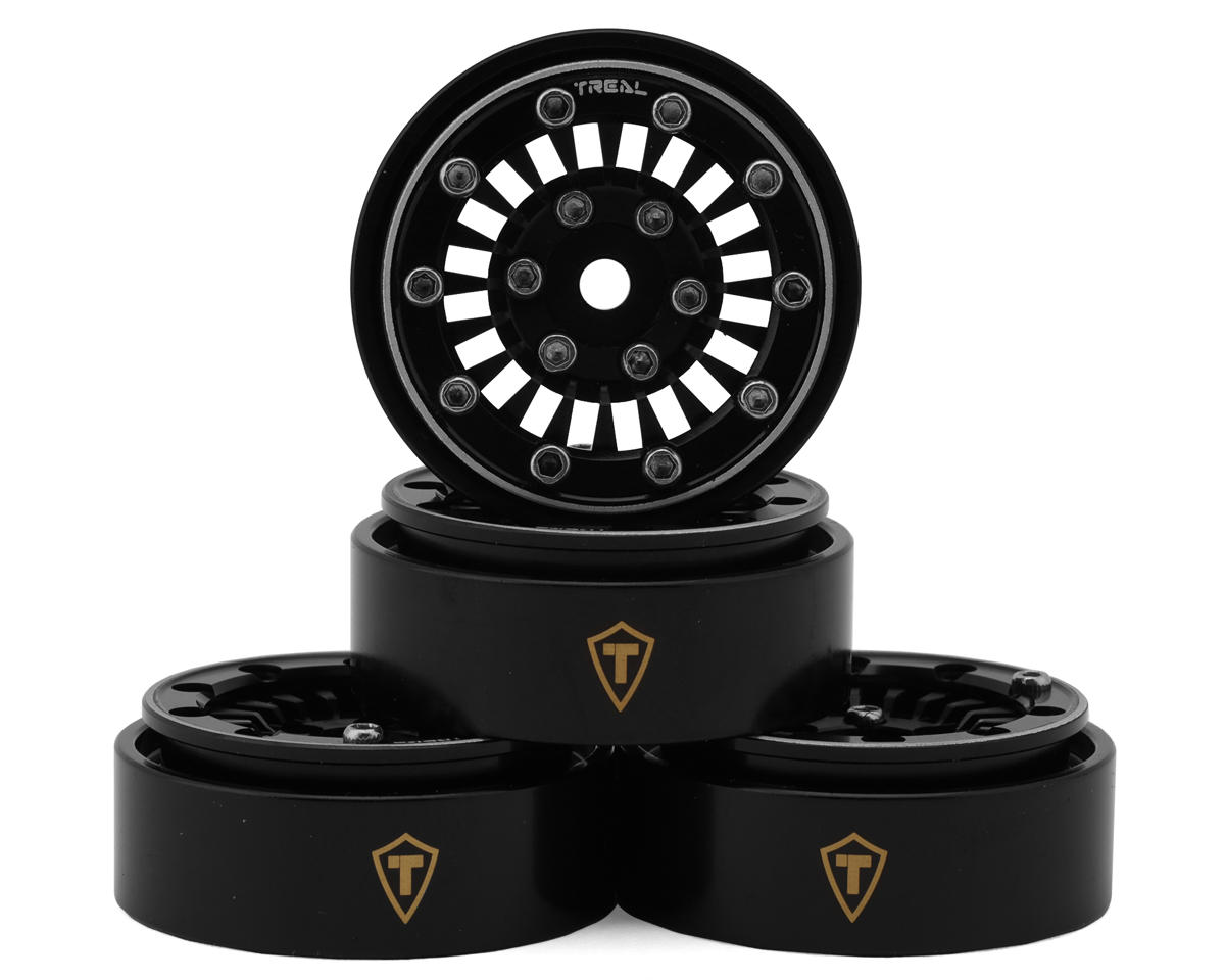 Treal Hobby Type C 1.0" Aluminum Beadlock Crawler Wheels (Black) (4) (27.3g)