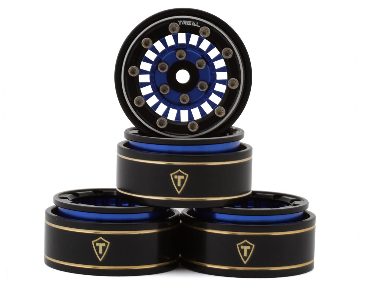Treal Hobby Type C 1.0" Aluminum Beadlock Crawler Wheels (Blue) (4) (27.3g)