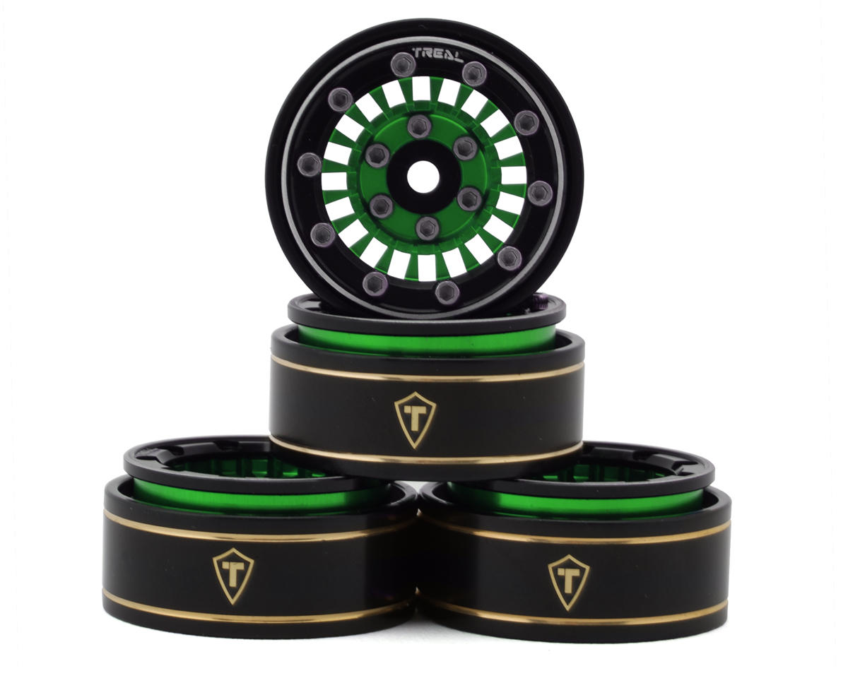 Treal Hobby Type C 1.0" Aluminum Beadlock Crawler Wheels (Green) (4) (27.3g)