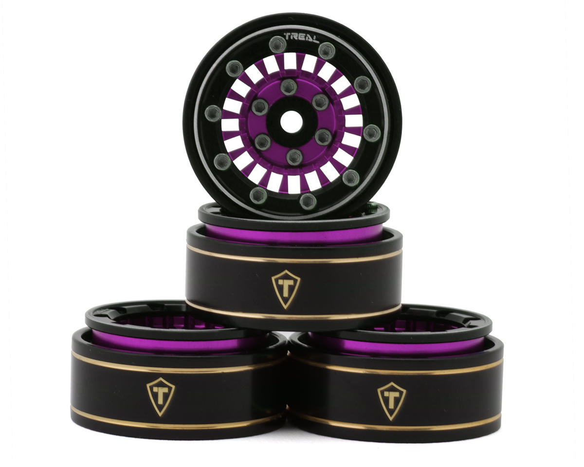 Treal Hobby Type C 1.0" Aluminum Beadlock Crawler Wheels (Purple) (4) (27.3g)