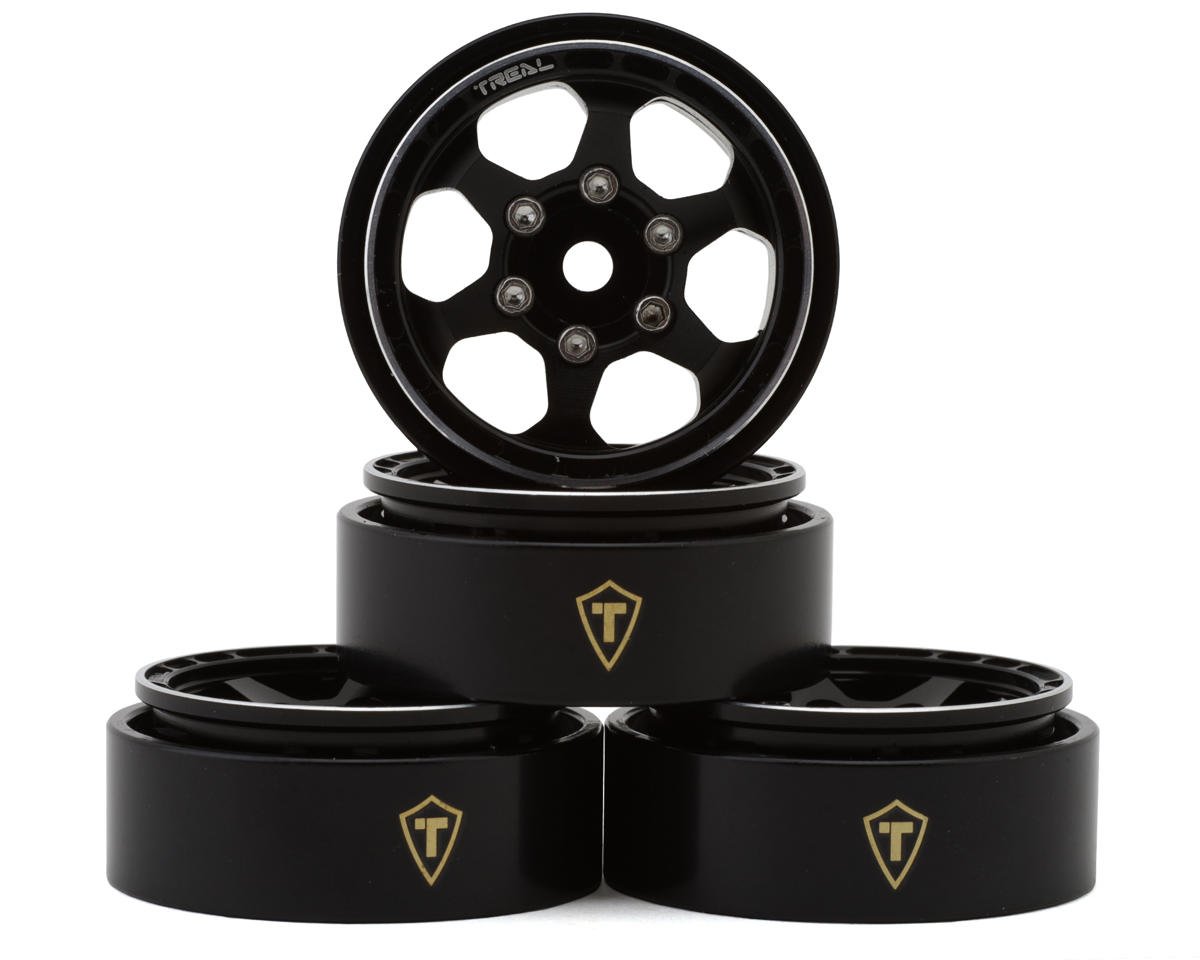 Treal Hobby Type D 1.0" Concave 6-Spoke Beadlock Wheels (Black) (4)
