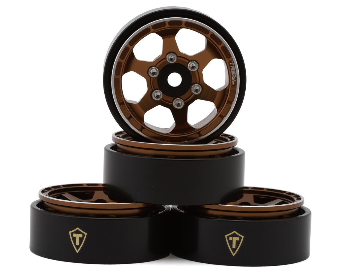 Treal Hobby Type D 1.0" Concave 6-Spok Beadlock Wheels (Bronze) (4) (21.2g)