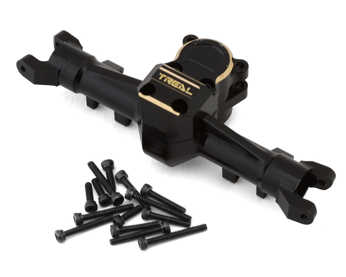 Treal Hobby Axial SCX24 Aluminum Front Axle w/Brass Differential Cover (Black/Black)