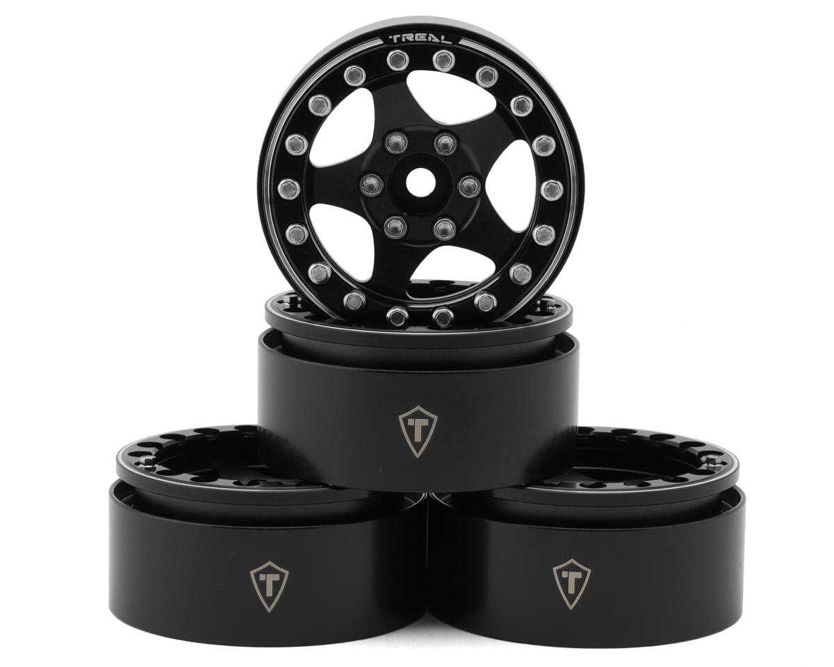Treal Hobby Type E 1.9" Classic 5-Spoke Beadlock Wheels (Black/Black) (4)