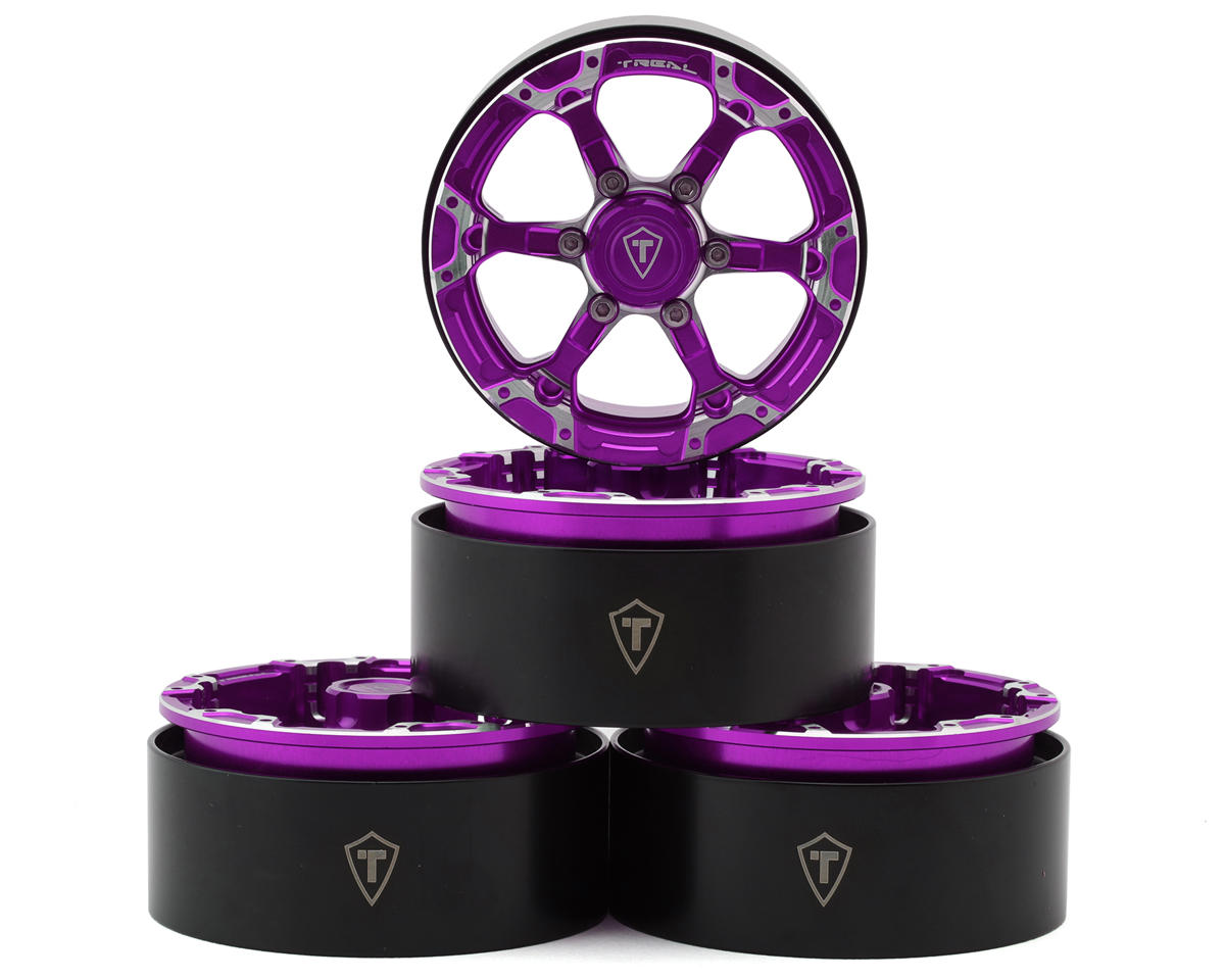 Treal Hobby Type 4P 1.9" 6-Spoke Beadlock Wheels (Purple) (4)