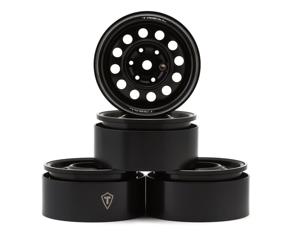 Treal Hobby Type I 1.9" Vintage 12-Hole Beadlock Wheels (Black) (4)
