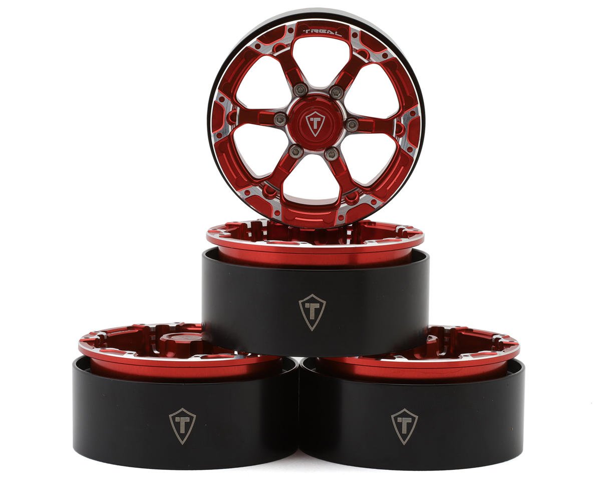 Treal Hobby Type 4P 1.9" 6-Spoke Beadlock Wheels (Red) (4)
