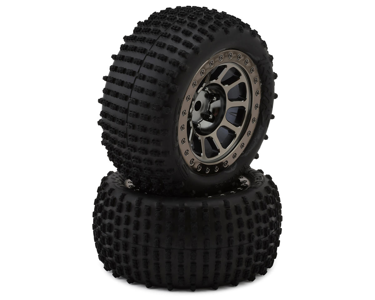 Traxxas Bandit Alias 2.2" Rear Pre-Mounted Tires (Black Satin Chrome) (2) w/12mm Hex (Medium)