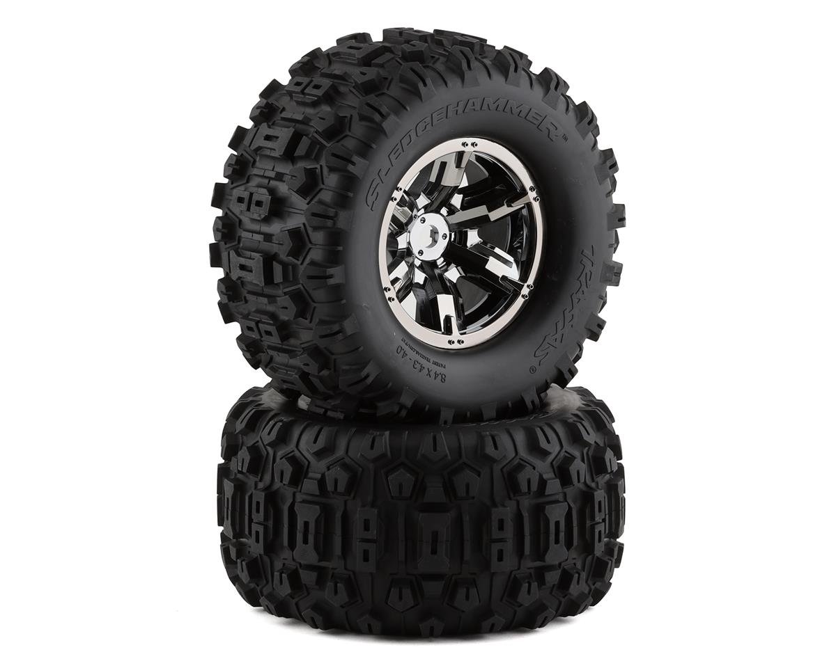 Traxxas X-Maxx Sledgehammer Pre-Mounted Tires w/17mm Hex (Black Chrome) (2)