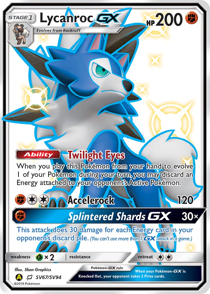 Lycanroc GX (SV67) - SV67/SV94 (HIF:SV) Shiny Holo Rare - Near Mint Ho