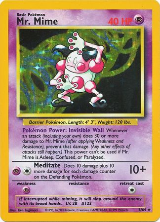 Mr. Mime - 06/64 (JU) Holo Rare - Near Mint Unlimited Holofoil