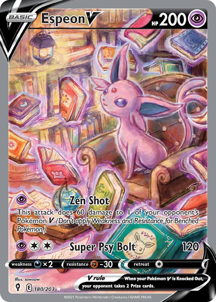 Espeon V (Alternate Full Art) - 180/203 (SWSH07) Ultra Rare - Near Min