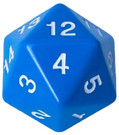 Opaque 55mm D20 Blue/White Countdown Die