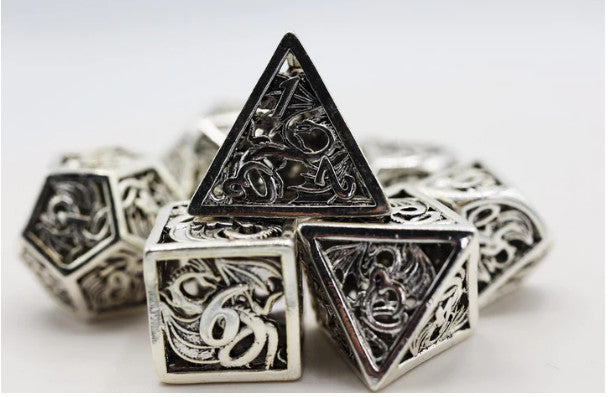 Hollow Mithril Dragon RPG Metal Dice Set
