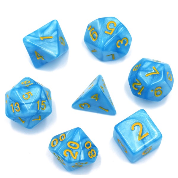 HDP-23: Pearl - Light Blue (Yellow Font) Poly Set (7)