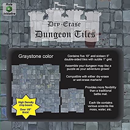 Dry Erase Dungeon Tiles: Graystone - Combo Pack of 5 Ten Inch and 16 F