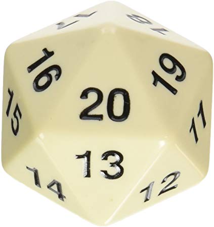 Opaque 55mm D20 Ivory/Black Countdown Die