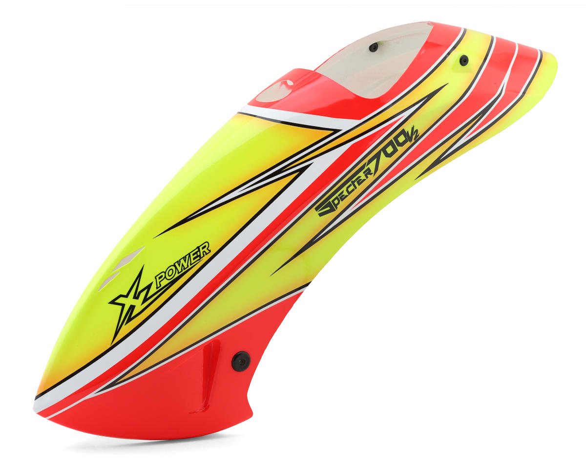XLPower Specter 700 V2 Kenny Ko World Champion Nitro Helicopter Canopy (Yellow/Orange/White)