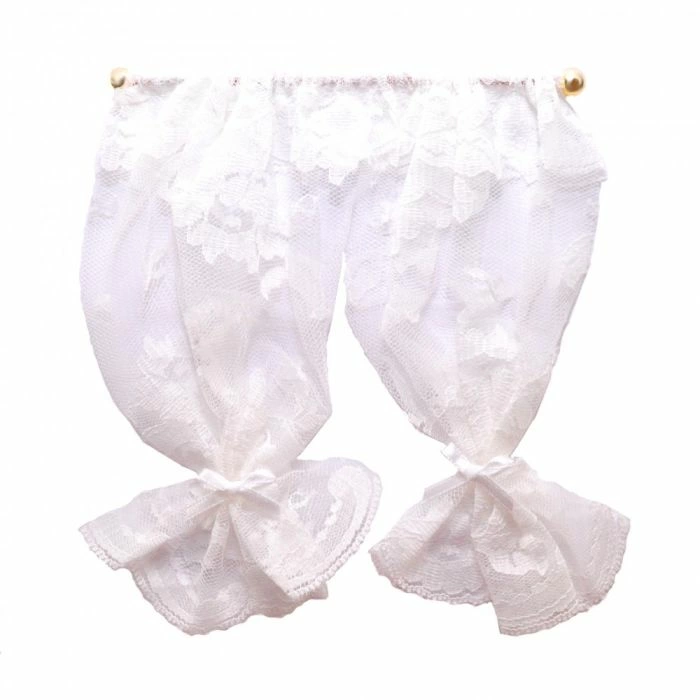 Off-white Lace Curtains On Rail