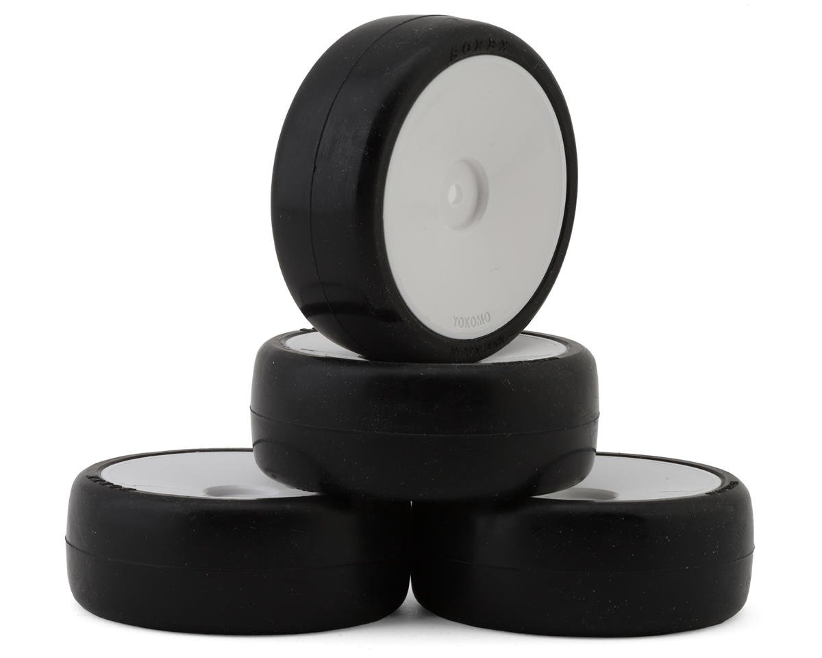 Yokomo Sorex Pre-Glued 1/10 Touring Car Tires (White) (4) (28 Shore) (Asphalt Insert) w/12mm Hex
