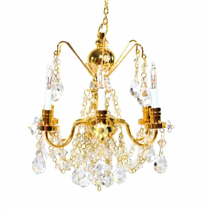 Gold & Crystal 6 Arm Chandelier